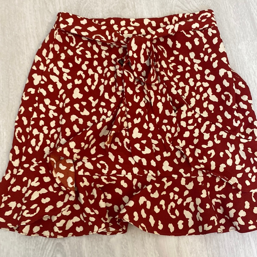 Princess Polly red pattern mini skirt